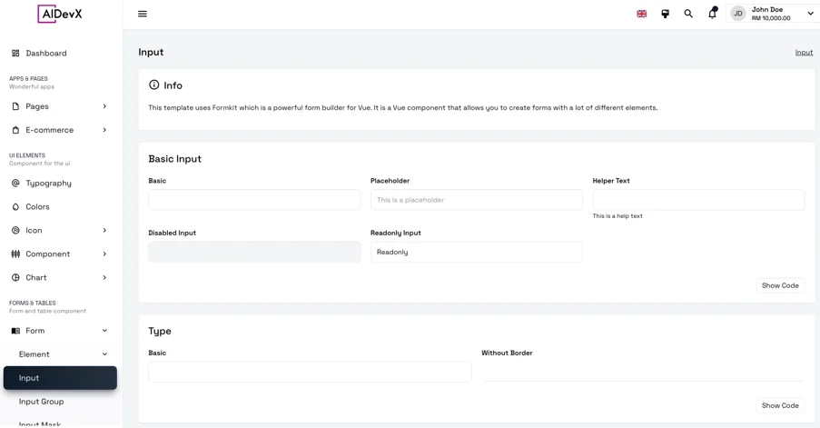 CORRAD User Interface screens